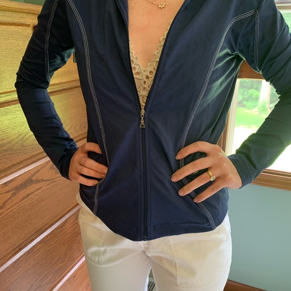 Jockey light sporty zippered jacket. Size S. Blue/white. EUC - Picture 2 of 8